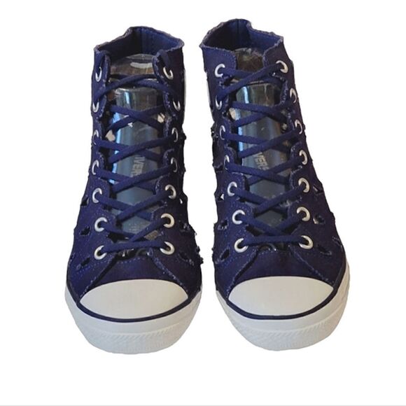Converse Chuck Taylor All Star Blue Hi-ness Cutout Wedge Heel Sneaker Shoe Sz 7 - Picture 3 of 11
